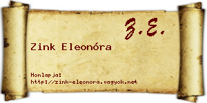 Zink Eleonóra névjegykártya